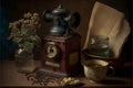 Nostalgic antique vintage Still life with old Vintage objects. Ai generated Royalty Free Stock Photo