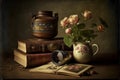 Nostalgic antique vintage Still life with old Vintage objects. Ai generated Royalty Free Stock Photo