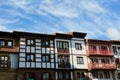 Nostalgic Basque houses in the fishermans area downtown of Hondarribia, Spain. Vintage architecture. Old-fashioned living