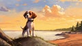 Nostalgic Beagle Puppy Illustration On Prince Edward Island Shores Royalty Free Stock Photo