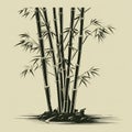 Nostalgic Black And White Bamboo Tree Illustration Royalty Free Stock Photo