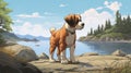 Nostalgic Cartoon Dog Illustration With Detailed Environments