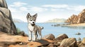 Nostalgic Children\'s Book Illustration: Siberian Husky Puppy By The Shores Of Nunavut