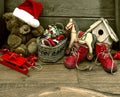 Nostalgic christmas decoration with antique toys Royalty Free Stock Photo