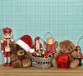 Nostalgic christmas decoration with antique toys Royalty Free Stock Photo