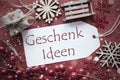 Nostalgic Christmas Decoration, Label With Geschenk Ideen Means Gift Ideas Royalty Free Stock Photo