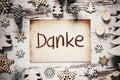 Nostalgic Christmas Decoration, Paper, Danke Means Thank You