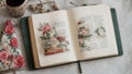 Nostalgic Floral Notebook A Captivating Tribute to National Book Lovers Day.AI Generated