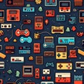 Nostalgic Gaming Revived: Illustration of Retro Joysticks from Classic Consoles