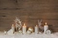 Nostalgic golden, brown and white wooden christmas background wi