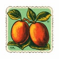 Nostalgic Letterpress Design Postcard With Two Oranges Royalty Free Stock Photo