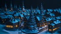 Nostalgic Magic: Miniature City on a Snowy Christmas Night