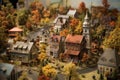 Nostalgic Miniature model town. Generate Ai