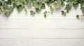 Nostalgic Minimalism: Ivy Vine On White Wood Stock Photo Royalty Free Stock Photo