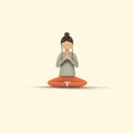 Nostalgic Minimalism: Woman In Yoga Pose Meditation Art