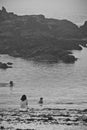 Nostalgic picture of a woman swimming in the Atlantic Ocean