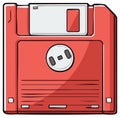 Nostalgic Red Floppy Disk Digital Art Icon of Obsolete Computer Data Storage Royalty Free Stock Photo