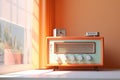 Nostalgic Retro radio in room. Generate Ai Royalty Free Stock Photo