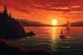 Nostalgic Retro sunset. Generate Ai