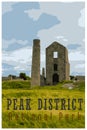 WPA inspired retro travel poster of the Peak District National Park, UK