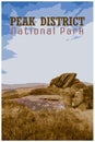 WPA inspired retro travel poster of the Peak District National Park, UK