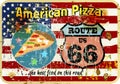 nostalgic route 66 pizza sign,