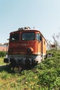Nostalgic rustic scene of a railway station located in Severin, Romania