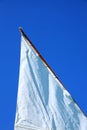 Nostalgic sail in blue sky, lake in austria in summer