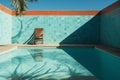 Nostalgic summer start Empty pool, rusty stairs, and tiled floor