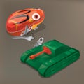 Nostalgic toys: Tin-plate frog and tank