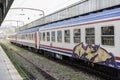 Nostalgic trains parked at Haydarpasa station for visitors, Istanbul, Turkey. March`2017.