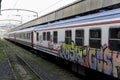 Nostalgic trains parked at Haydarpasa station for visitors, Istanbul, Turkey. March`2017.