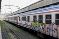 Nostalgic trains parked at Haydarpasa station for visitors, Istanbul, Turkey. March`2017.