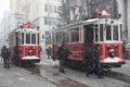Nostalgic Trams at Snowy Day