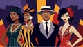 A nostalgic tribute to the fashion of the Harlem Renaissance with models donning stylish fedoras sequined flapper