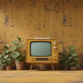 Nostalgic TV concept vintage design in 3D rendering