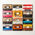 Nostalgic Vibes: 12 Colorful Audio Cassettes from the 80\'s