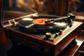 Nostalgic vibes vintage vinyl spins on an antique record player