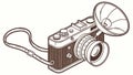 Nostalgic Vintage Camera with Retro Flashbulb Illustration, vector design Generative AI Royalty Free Stock Photo