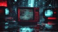 Vintage VHS Screen Distortion with Static Noise and Retro Analog TV Aesthetic Royalty Free Stock Photo