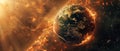 Nostradamus' armageddon 2012, planet Earth in space. Global warming, climate change, stop global warming, Mayan Royalty Free Stock Photo