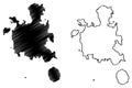 Nosy Be and Nosy Komba island Republic of Madagascar map vector illustration, scribble sketch Ile Nossi-be, Assada or Nosse Be