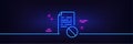 Not allowed document line icon. No file sign. Neon light glow effect. Vector