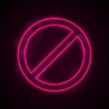 Not allowed sign. Neon glowing graphic design. Vector illustration