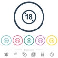 Not allowed under 18 flat color icons in round outlines