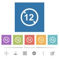Not allowed under 12 flat white icons in square backgrounds Royalty Free Stock Photo