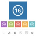 Not allowed under 16 flat white icons in square backgrounds Royalty Free Stock Photo