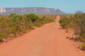 A dirt road in the Cerrado (brazilian tropical savanna) at the Jalapao State Park. State of Tocantins, Brazil.