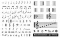 Set of musical annotations or music note elements concept. Royalty Free Stock Photo
