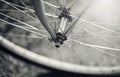 Not the color image of a wheel of the bicycle with bokeh Royalty Free Stock Photo